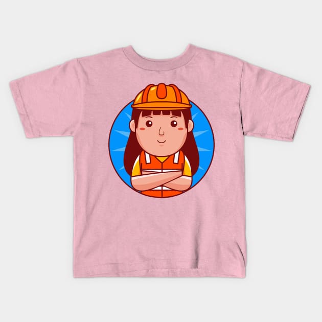 Builder Woman Kids T-Shirt by MEDZ